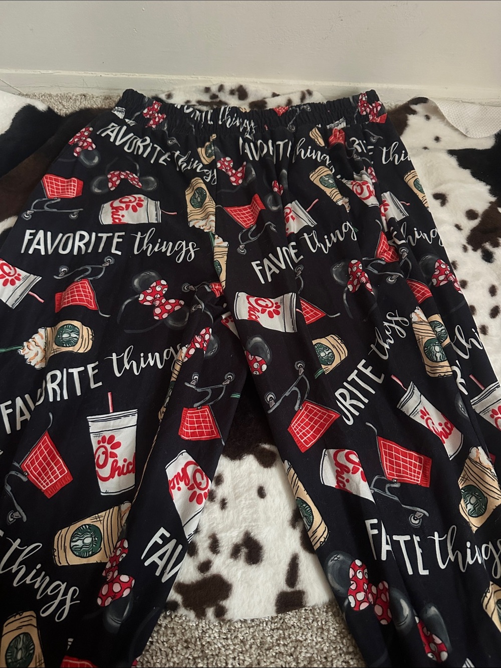 Women  Black 'Favorite Things' Pajama Pants with Red Accents
